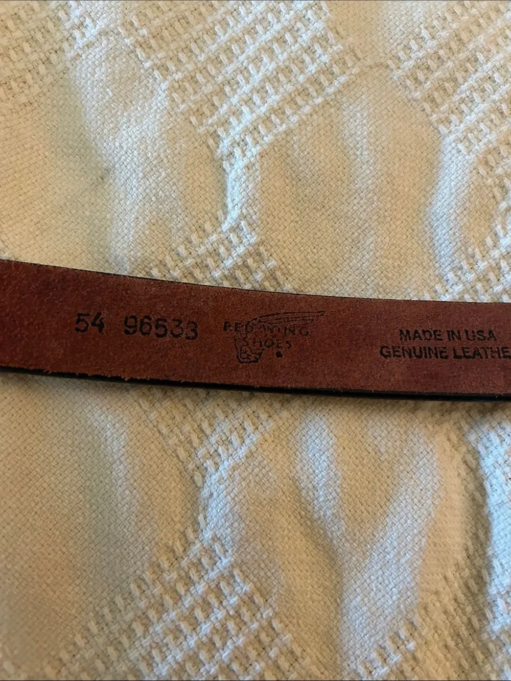Red Wing Shoes Brown Leather Belt with Stamped Logo 54”
